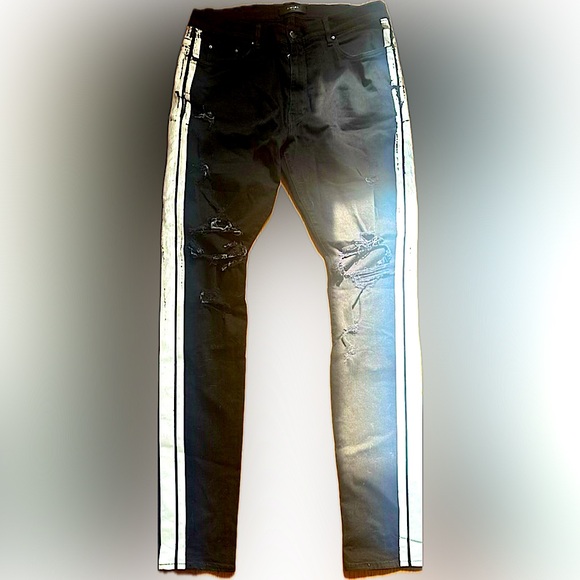 Amiri track stack black with white track stripes like new 38w thrasher denim - Picture 11 of 16